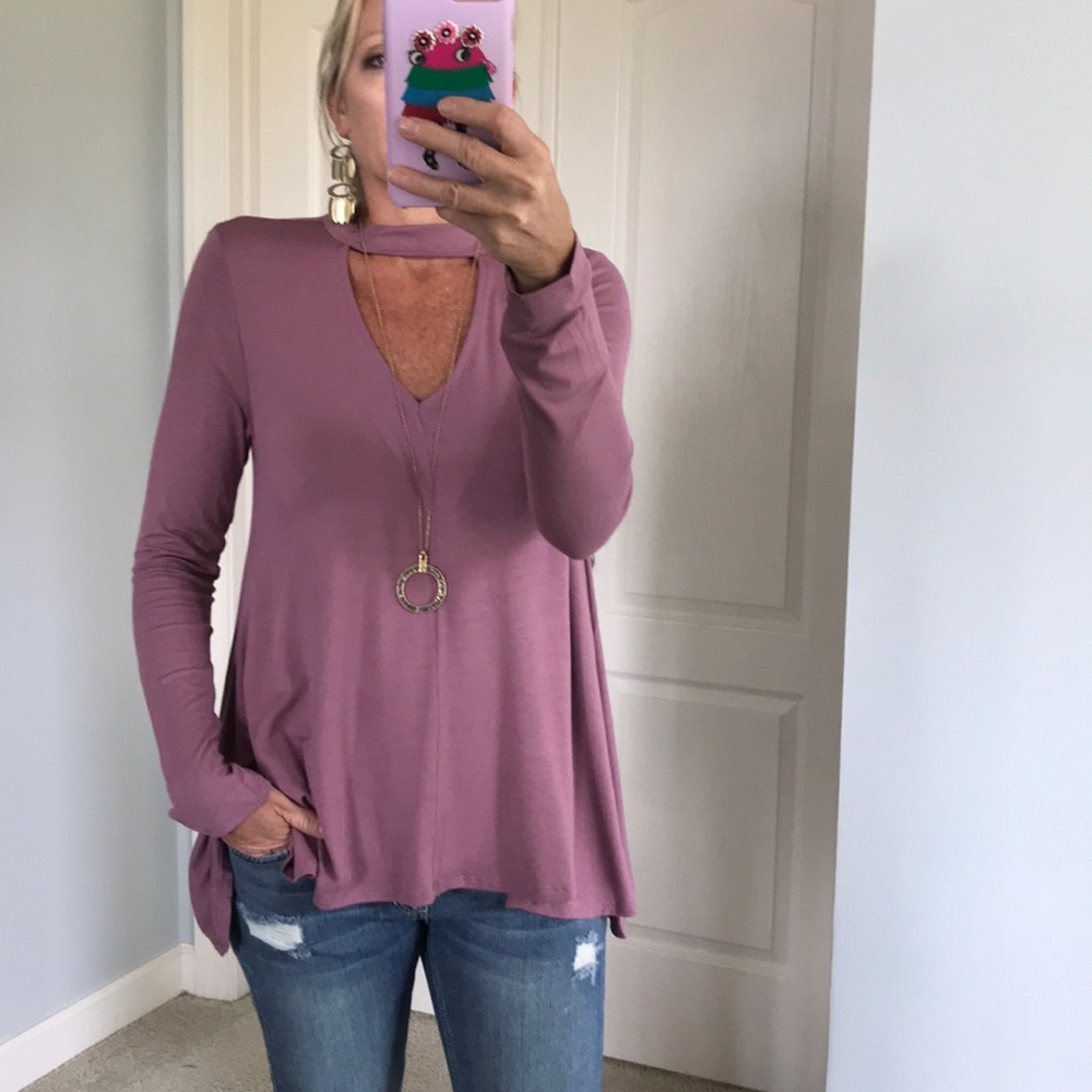 Mauve Color Long Sleeve Tunic Top